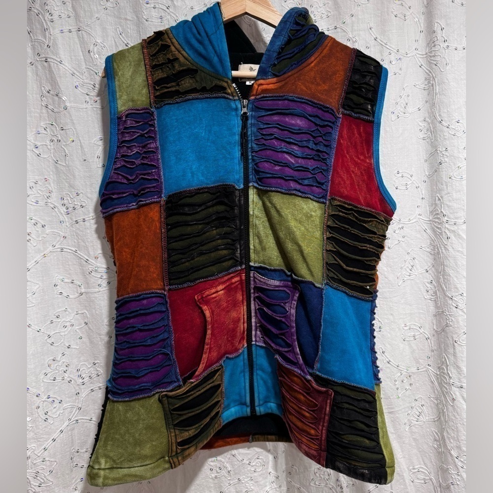 Ark Imports Multicolour Fleece Lined Hooded Vest Size Medium